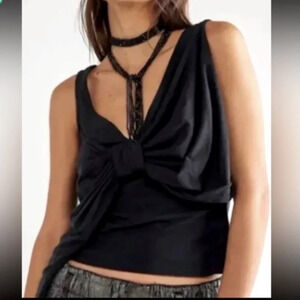 Free People Big Bow Black Tank L